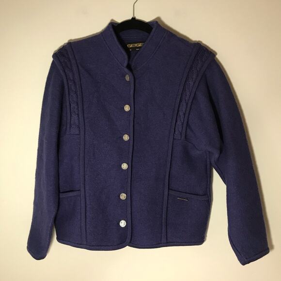 Geiger made in Austria wool button up cardigan shacket thick heavy warm sz 38 - Picture 1 of 10